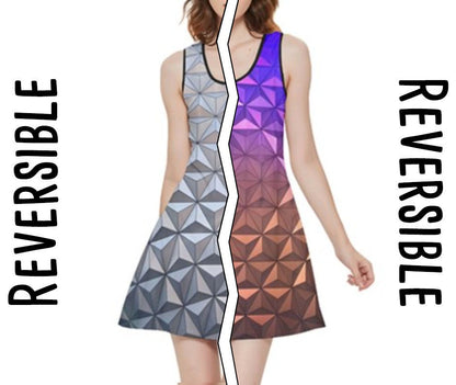 Daytime / Nighttime Spaceship Earth Epcot Inspired REVERSIBLE Sleeveless Dress