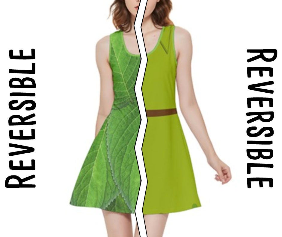 Tinker Bell / Peter pan Inspired REVERSIBLE Sleeveless Dress