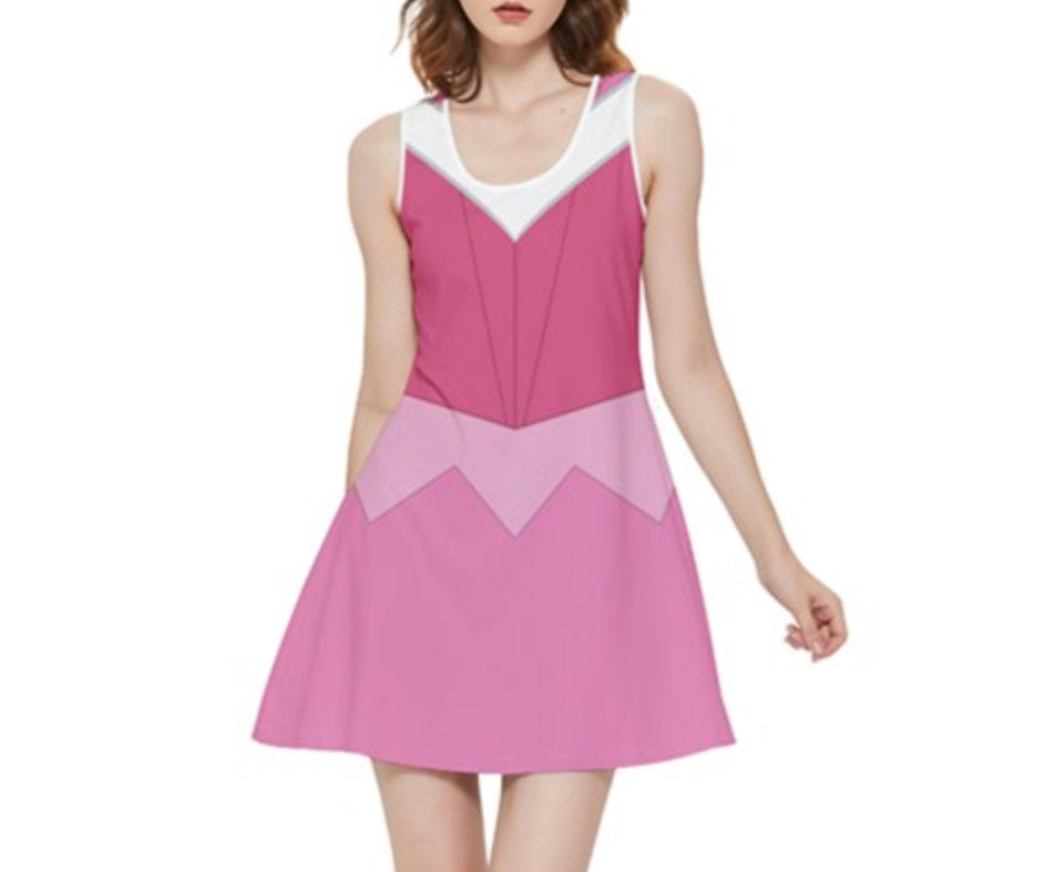 Pink Aurora / Make It Blue Make It Pink Sleeping Beauty Inspired REVERSIBLE Sleeveless Dress