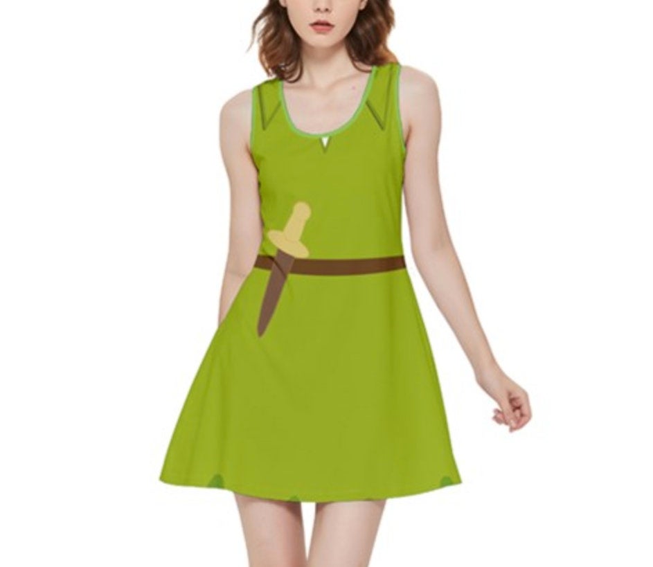 Tinker Bell / Peter pan Inspired REVERSIBLE Sleeveless Dress