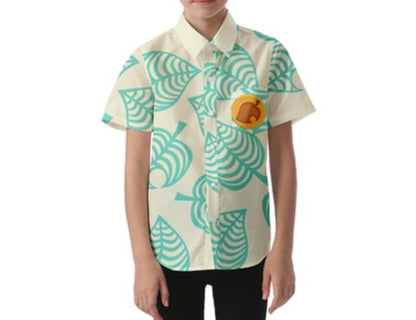 Kid&#39;s Tom Nook Animal Crossing New Horizons Inspired Button Down Pocket Shirt