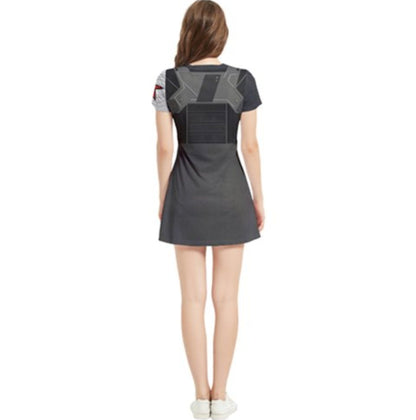 Bucky Barnes Winter Soldier Inspired Short Sleeve V-Neck Dress
