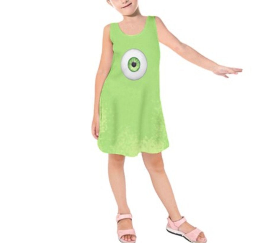 Kid&#39;s Mike Wazowski Monsters Inc. Inspired Sleeveless Dress