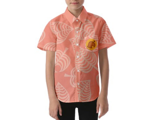 Kid's Isabelle Animal Crossing New Horizons Inspired Button Down Pocket Shirt