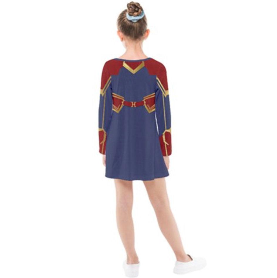 Captain Marvel Inspired Long Sleeve Dress
