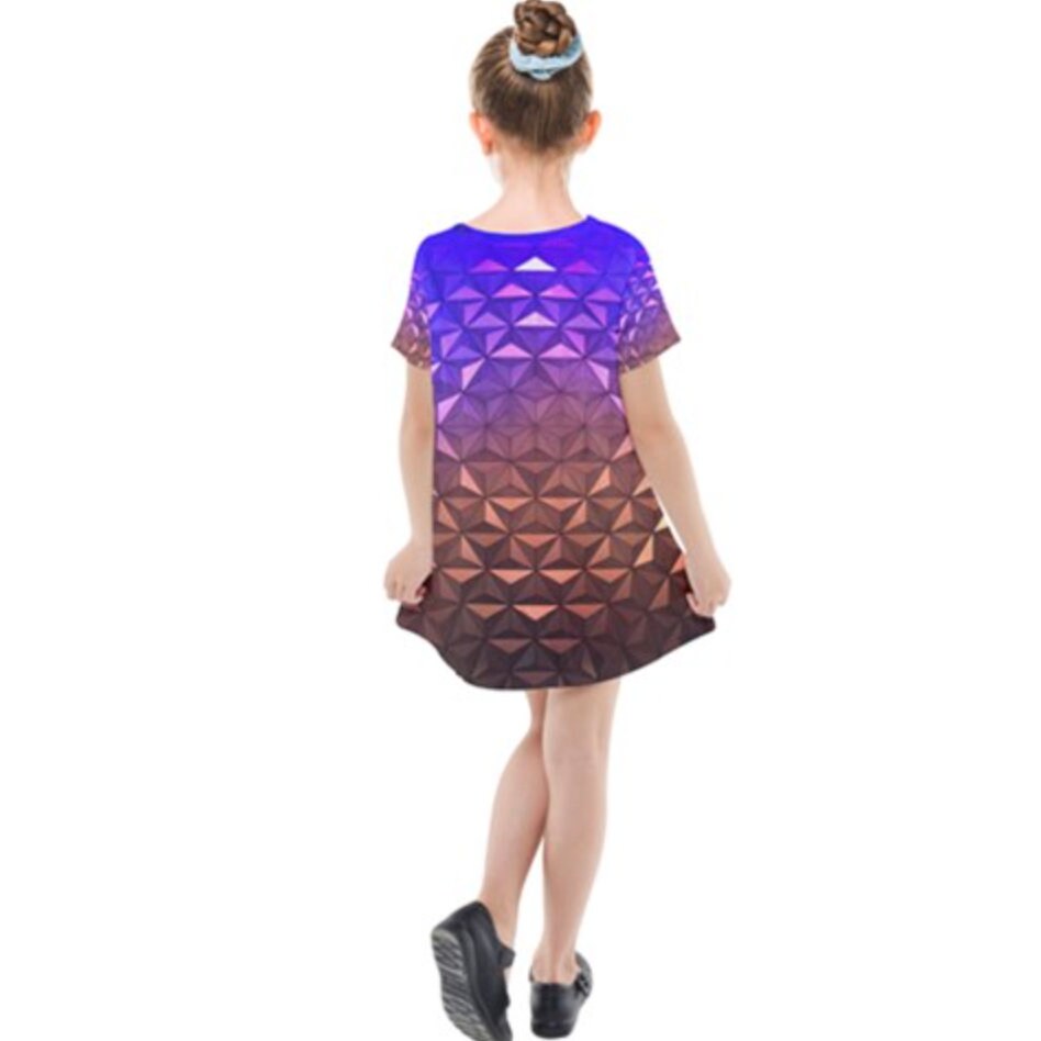 Kid's Epcot Nighttime Spaceship Earth Inspired Short Sleeve Dress