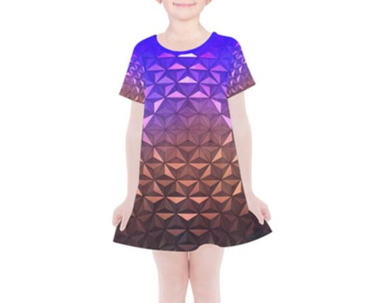 Kid's Epcot Nighttime Spaceship Earth Inspired Short Sleeve Dress