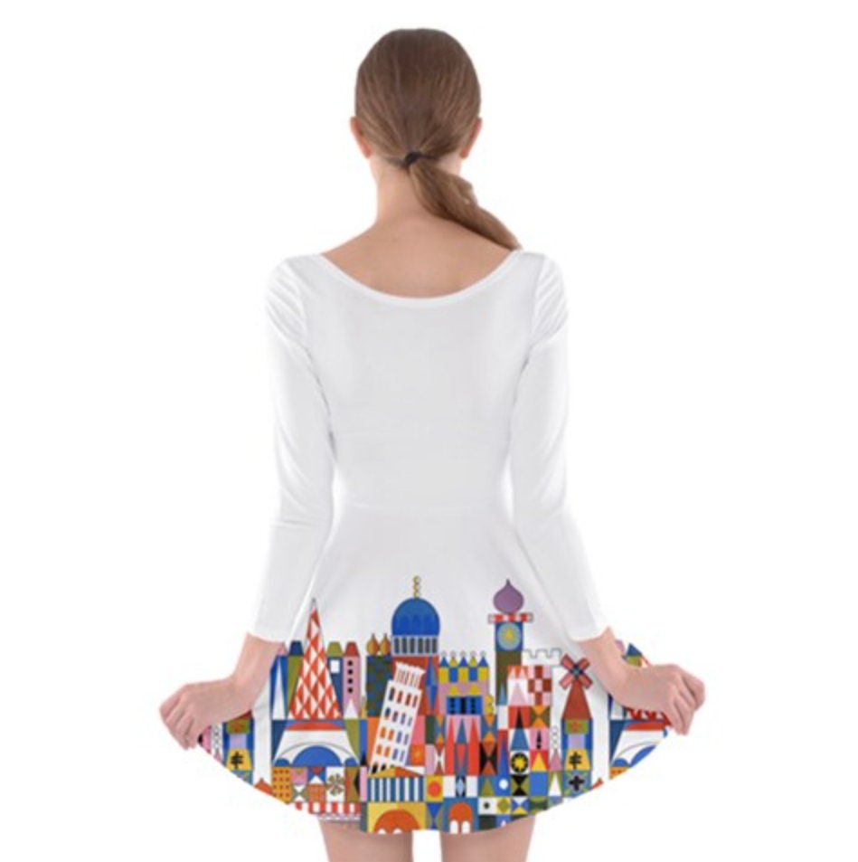 It's A Small World Inspired Long Sleeve Skater Dress