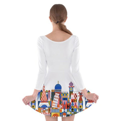 It's A Small World Inspired Long Sleeve Skater Dress