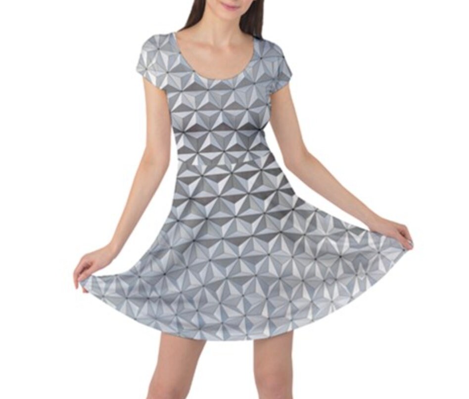 Epcot Spaceship Earth Inspired Cap Sleeve Skater Dress