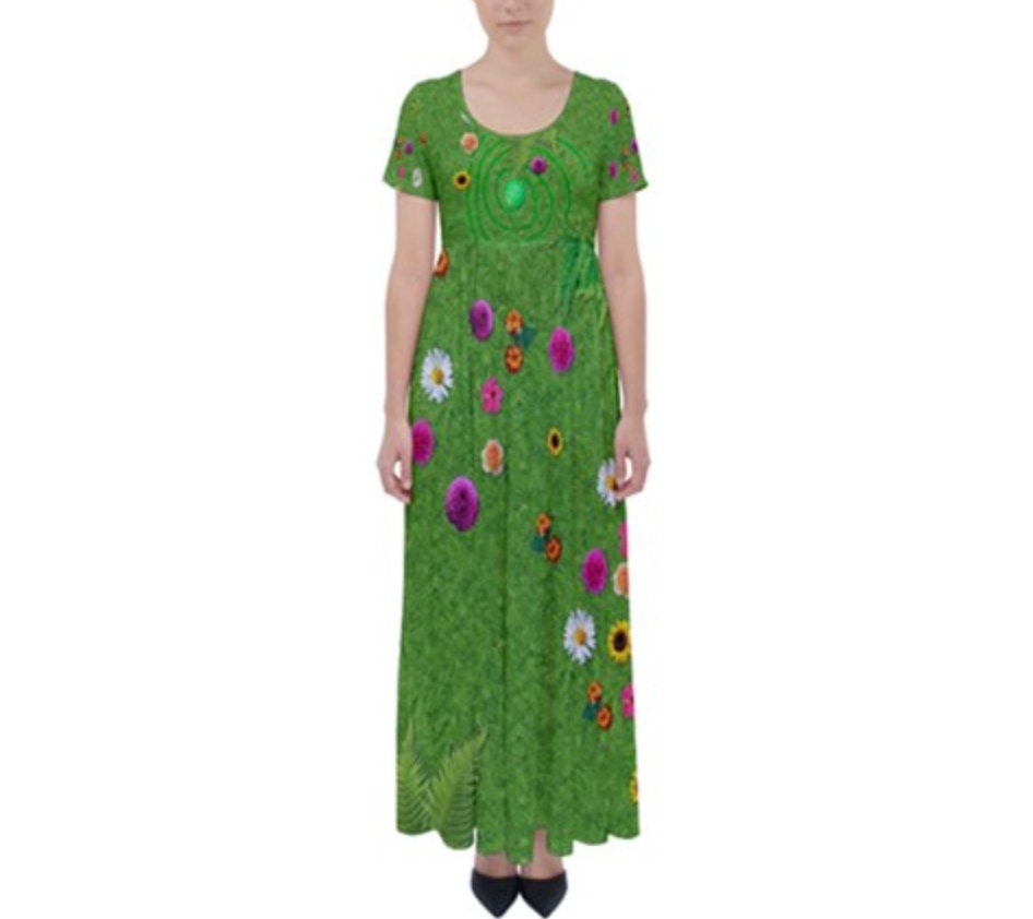 TeFiti Moana Inspired High Waist Short Sleeve Maxi Dress