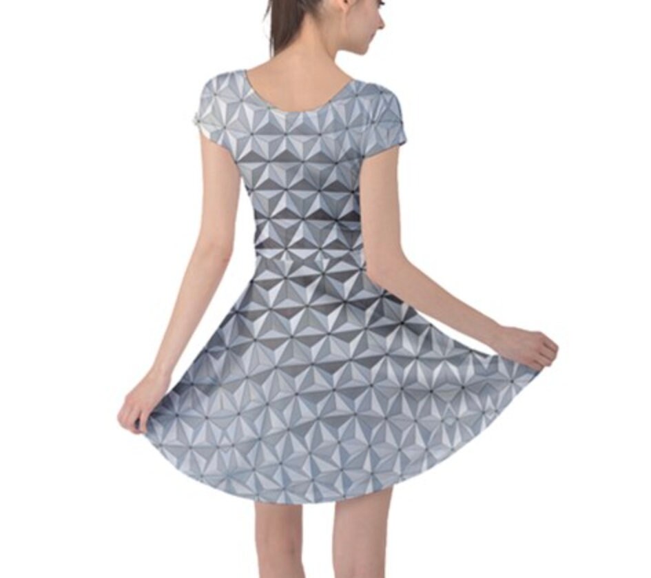 Epcot Spaceship Earth Inspired Cap Sleeve Skater Dress