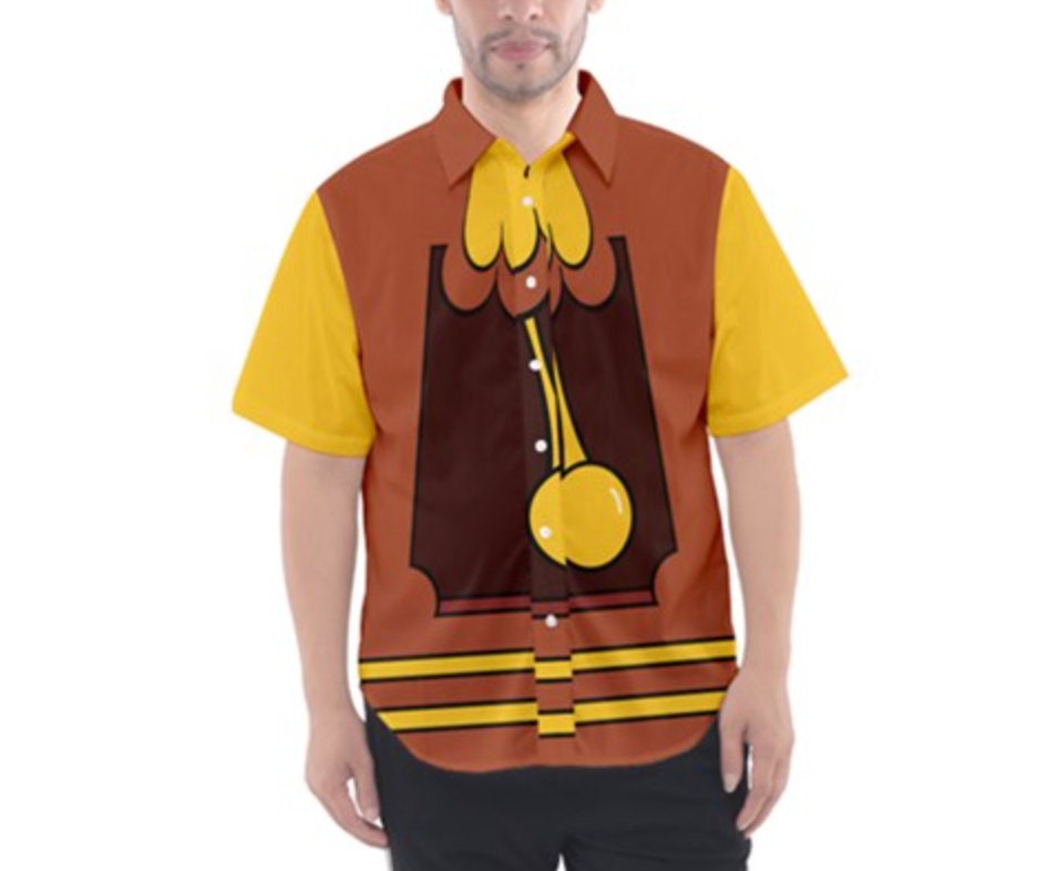 Cogsworth Beauty and the Beast Inspired Short Sleeve Button Down Shirt