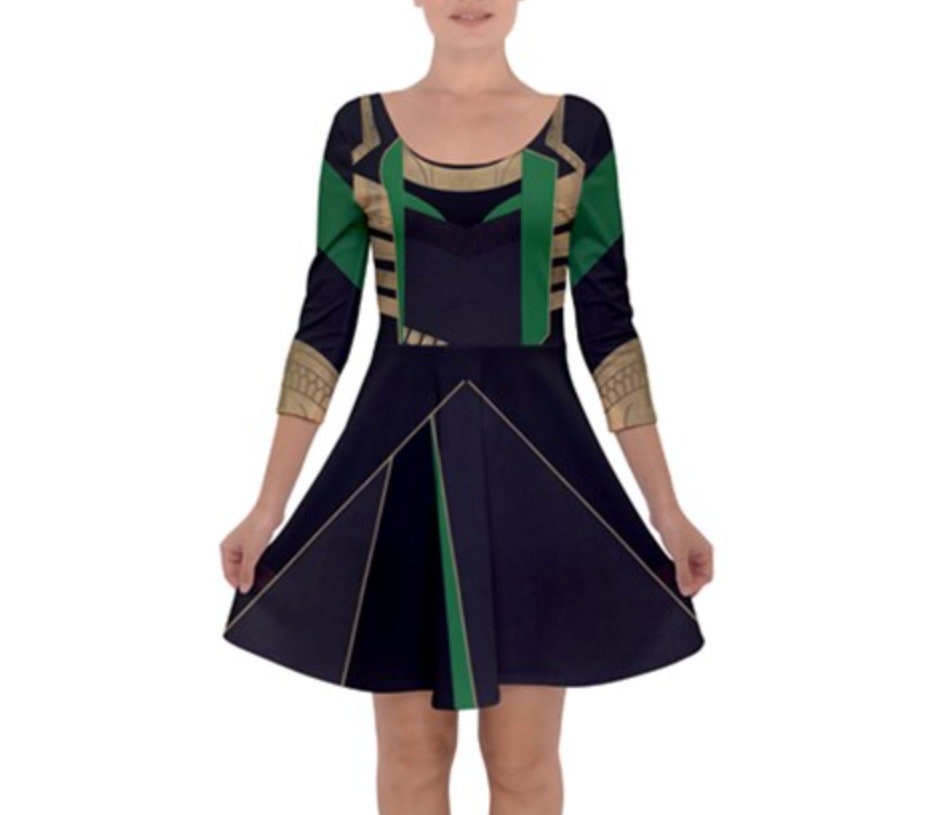 Loki Thor Inspired Quarter Sleeve Skater Dress