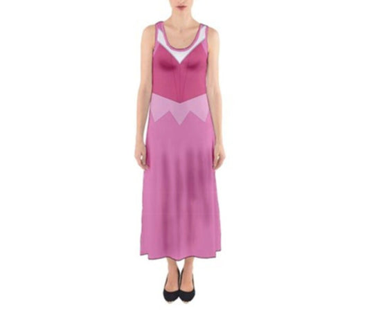 Pink Aurora Sleeping Beauty Inspired Sleeveless Maxi Dress