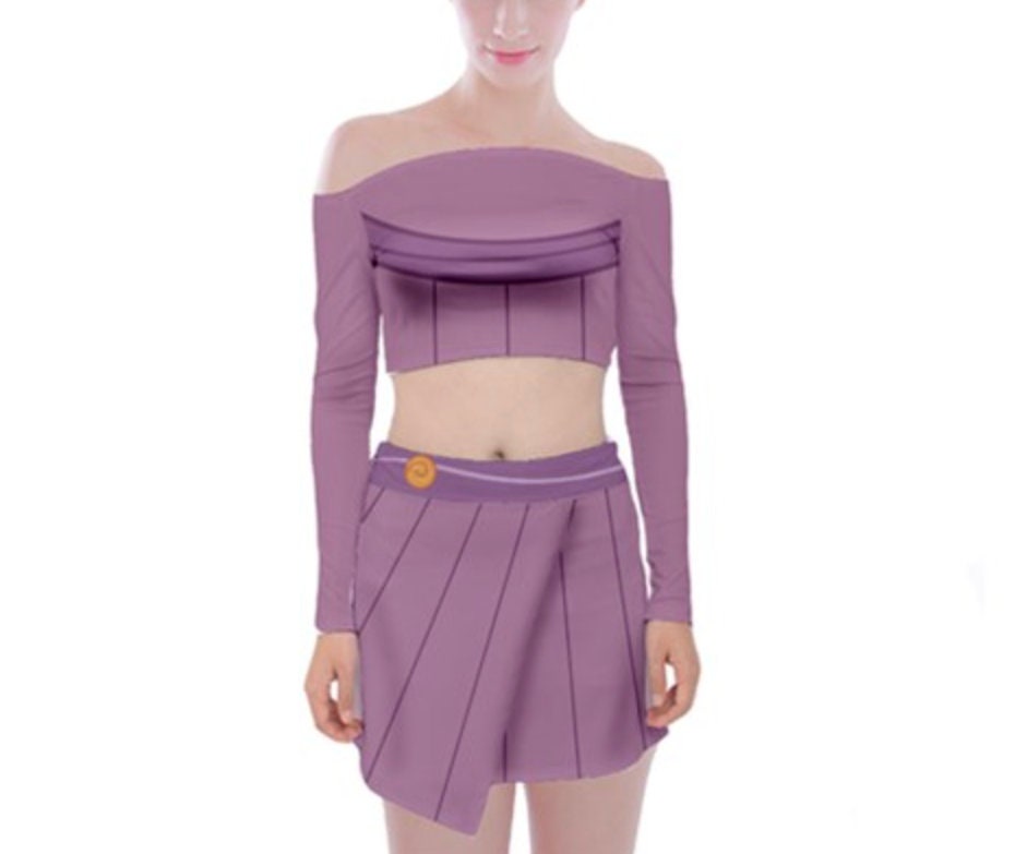 Megara Hercules Inspired Off Shoulder Top and Mini Skirt Set