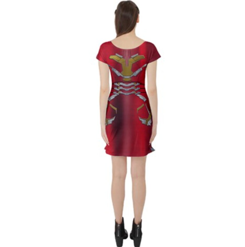 Iron Man Inspired Short Sleeve Skater Dress