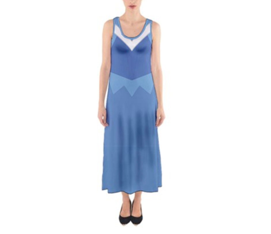 Blue Aurora Sleeping Beauty Inspired Sleeveless Maxi Dress