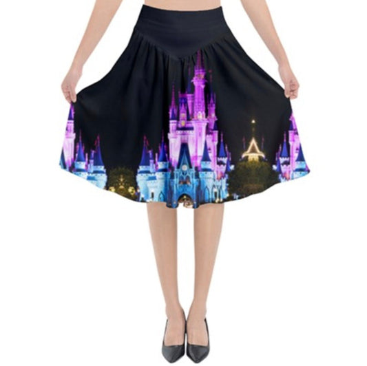 Cinderella Castle Castle Nighttime Inspired Flared Midi Skirt