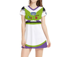 Buzz Lightyear Toy Story Inspired Short Sleeve V-Neck Dress