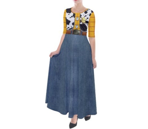 Woody Toy Story Inspired Quarter Sleeve Maxi Dress