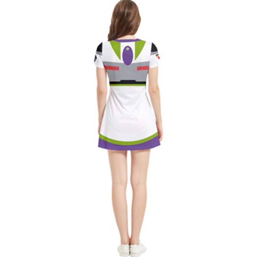 Buzz Lightyear Toy Story Inspired Short Sleeve V-Neck Dress