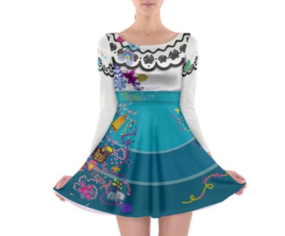 Mirabel Encanto Inspired Long Sleeve Skater Dress