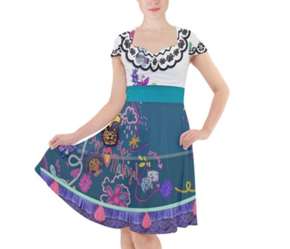 Mirabel Encanto Inspired Cap Sleeve Midi Dress