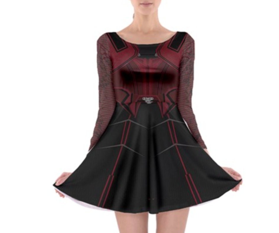 Scarlet Witch Inspired Long Sleeve Skater Dress