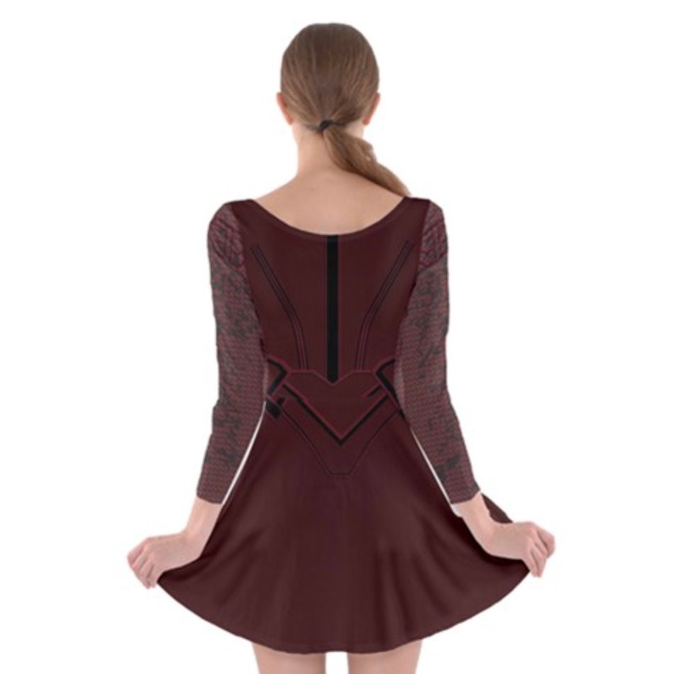 Scarlet Witch Inspired Long Sleeve Skater Dress