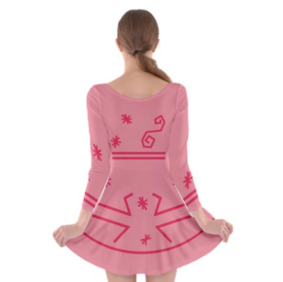 Pink Teacup Mad Tea Party Inspired Long Sleeve Skater Dress
