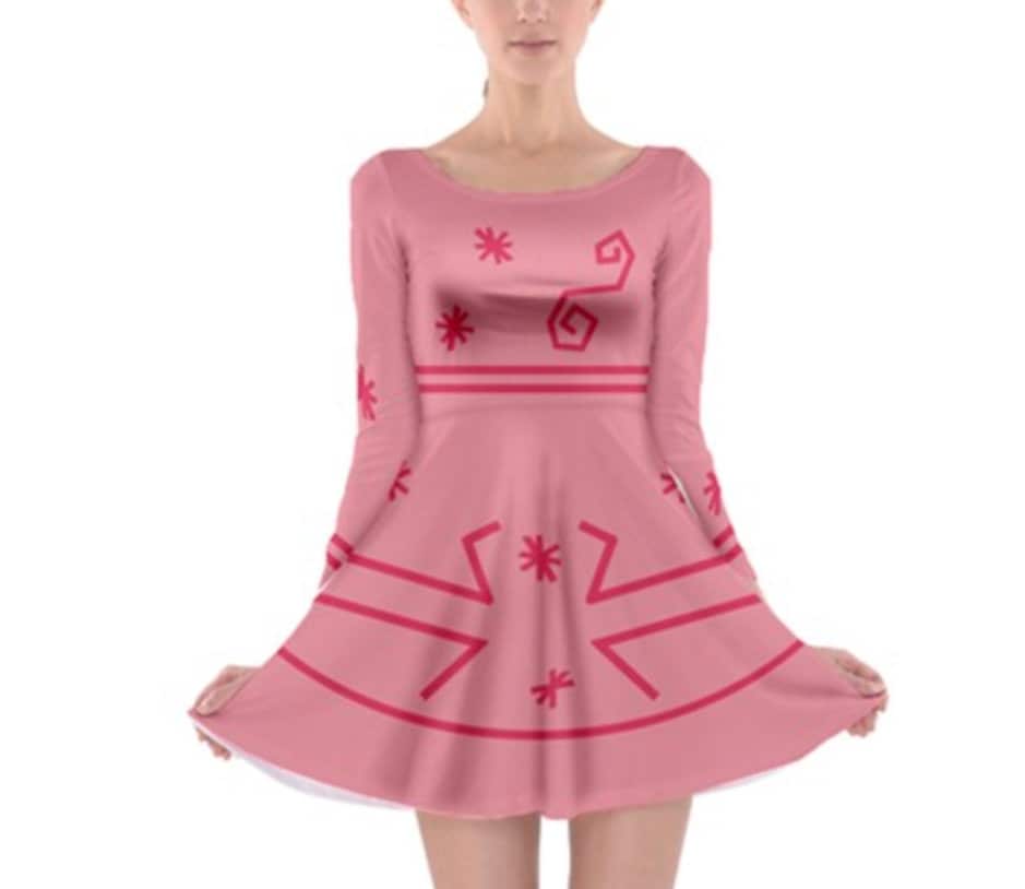 Pink Teacup Mad Tea Party Inspired Long Sleeve Skater Dress