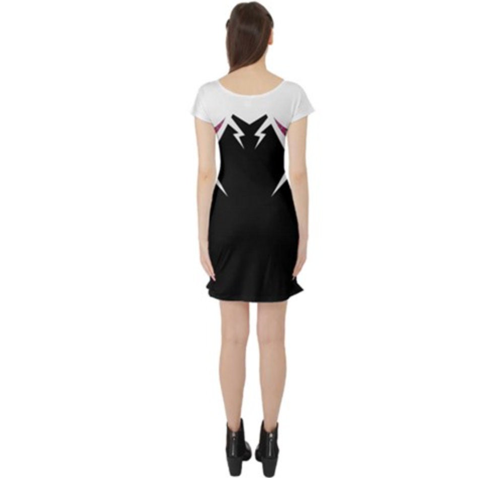 Spider-Gwen Inspired Short Sleeve Skater Dress