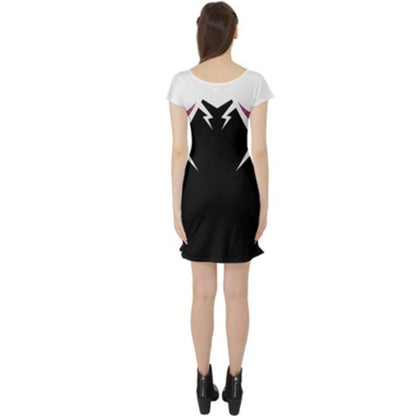 Spider-Gwen Inspired Short Sleeve Skater Dress