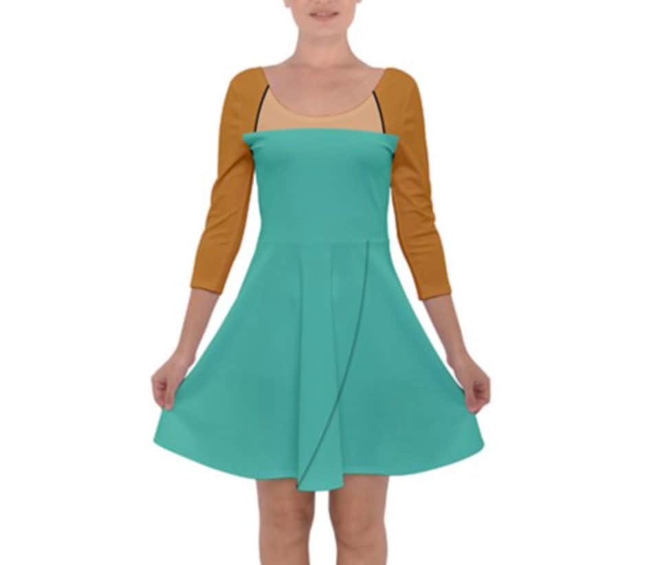 Clarice Chip and Dale Inspired Quarter Sleeve Skater Dress