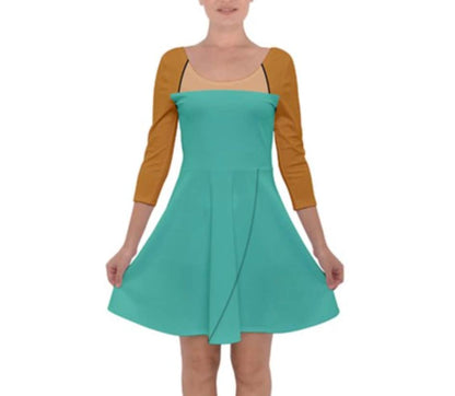 Clarice Chip and Dale Inspired Quarter Sleeve Skater Dress