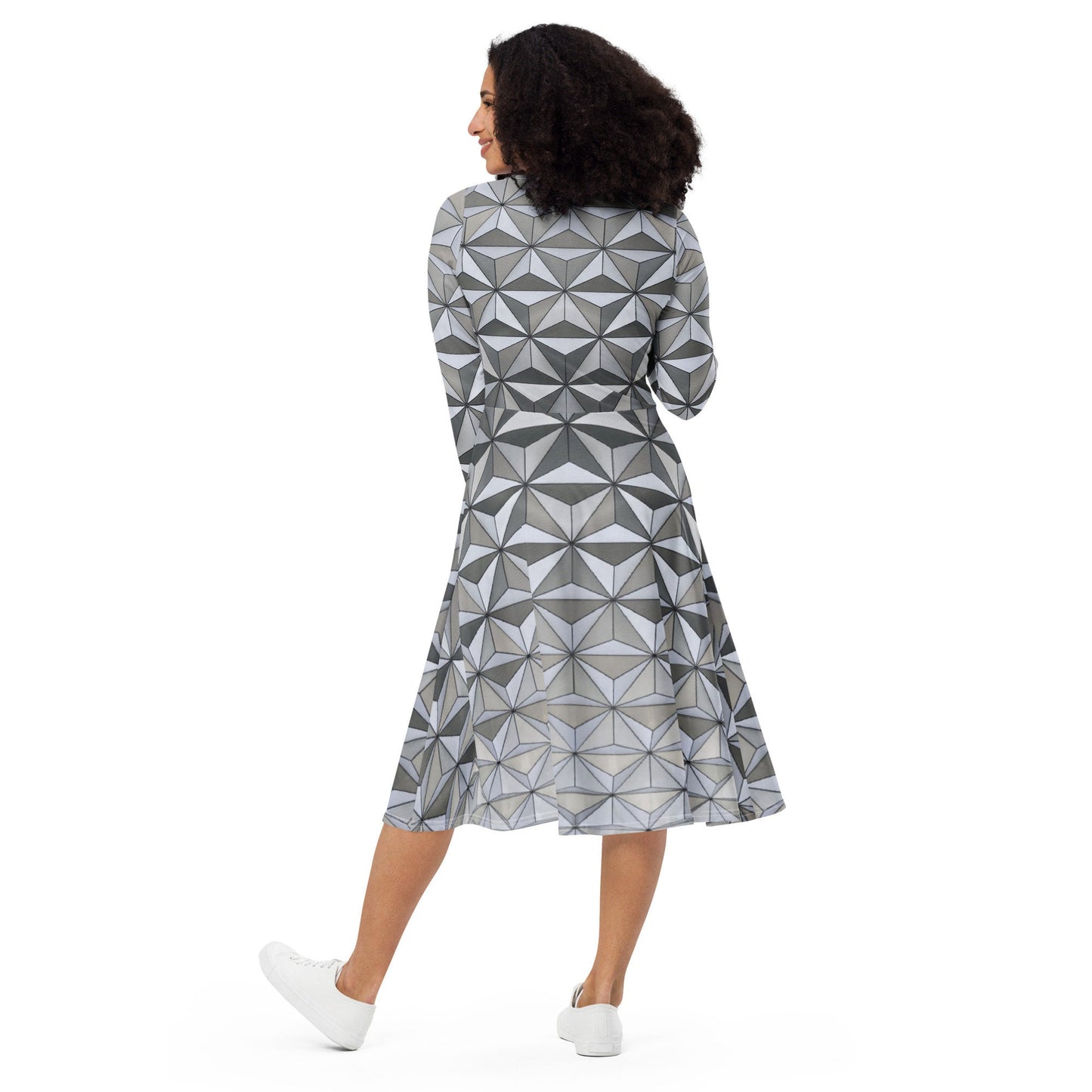 RUSH ORDER: Epcot Inspired All-over print long sleeve midi dress