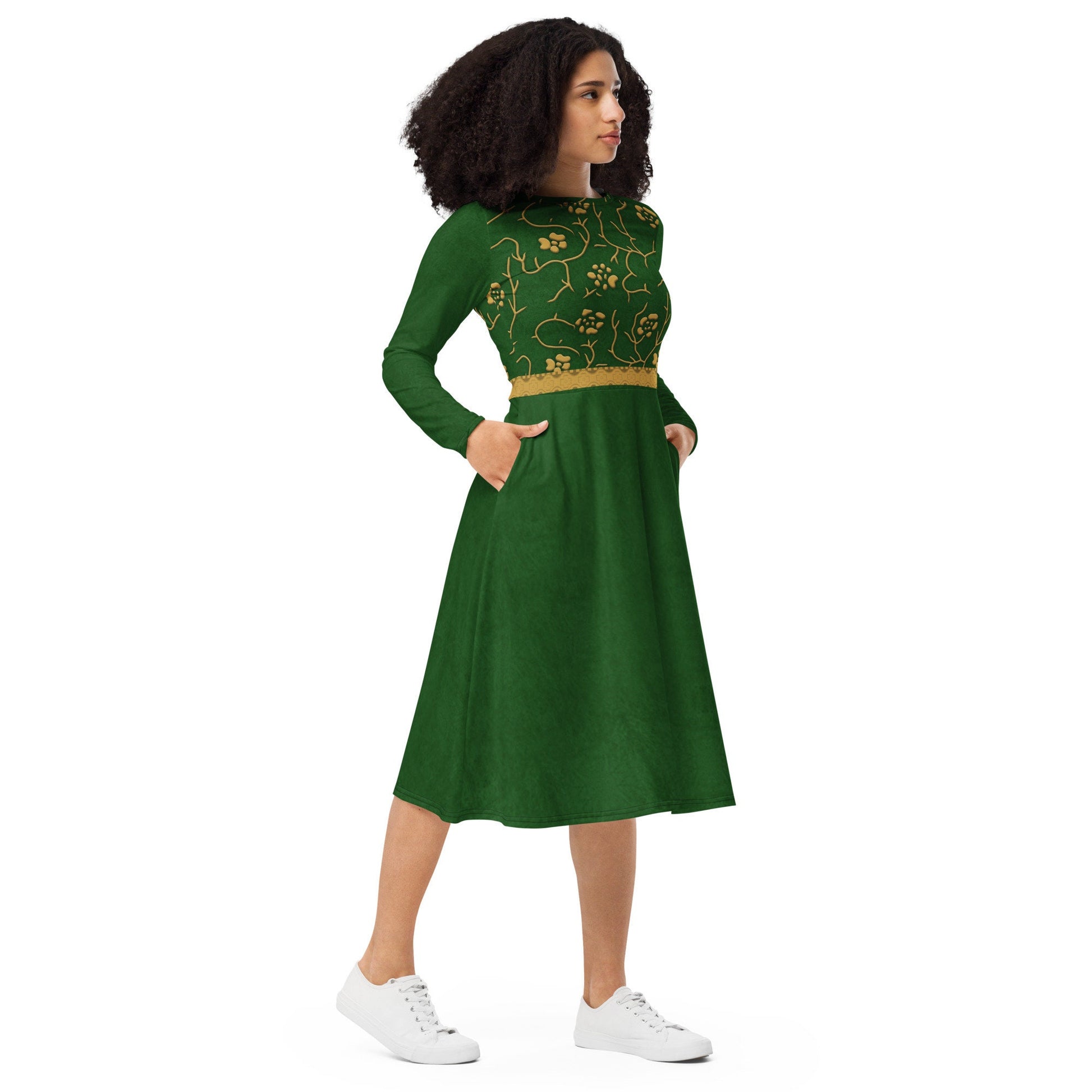 RUSH ORDER: Princess Fiona Inspired All-over print long sleeve midi dress