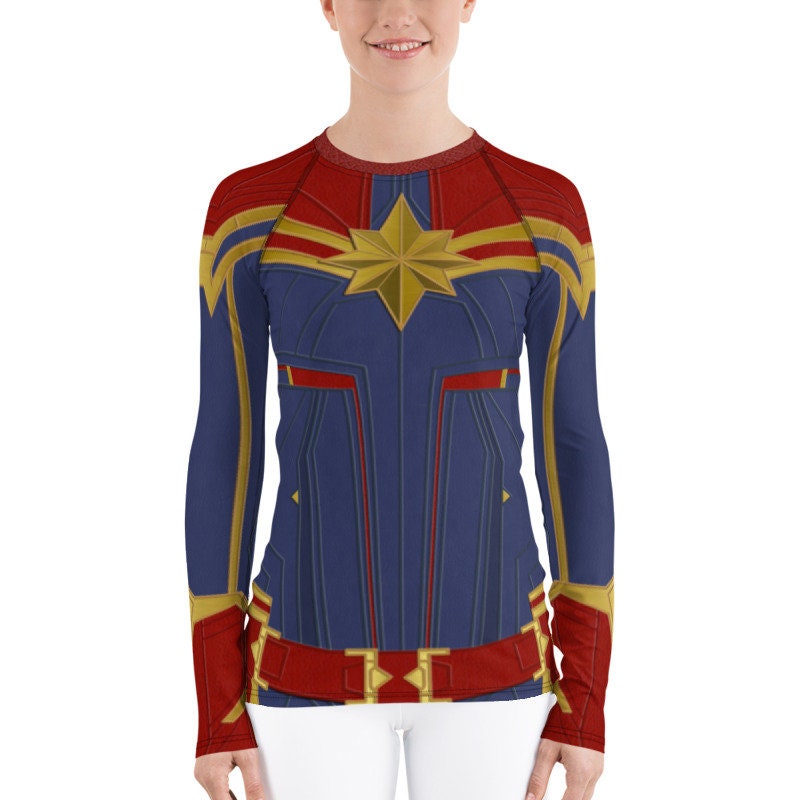 RUSH ORDER: Women's Captain Marvel Inspired Long Sleeve ATHLETIC Shirt