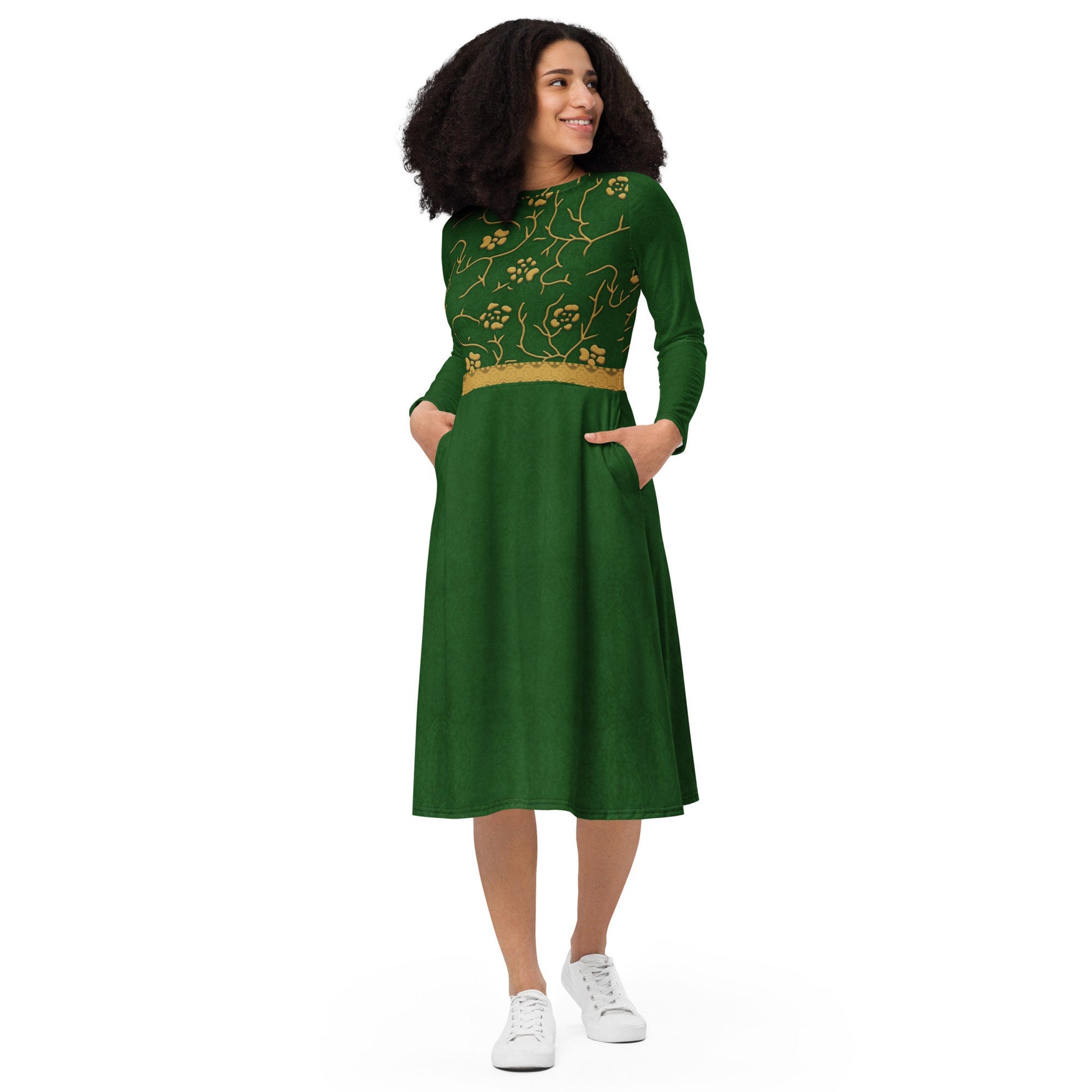 RUSH ORDER: Princess Fiona Inspired All-over print long sleeve midi dress