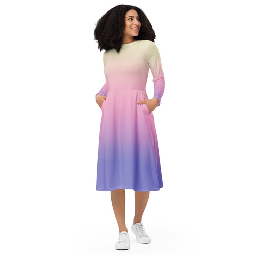 RUSH ORDER: Padme Inspired All-over print long sleeve midi dress