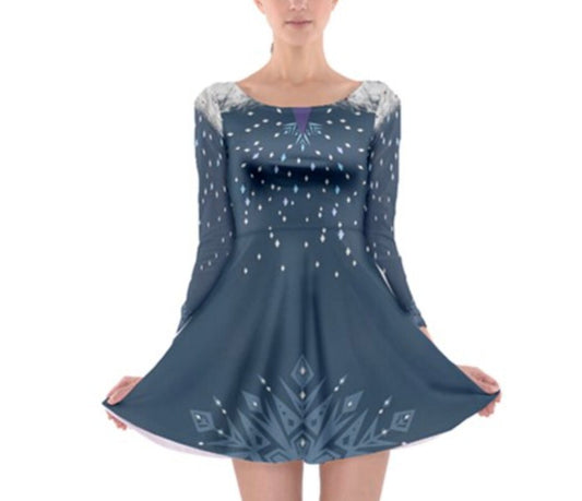Elsa Olaf's Adventure Inspired Long Sleeve Skater Dress