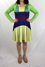 Green Mulan Inspired Long Sleeve Skater Dress